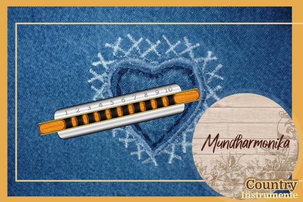 blues harp mundharmonika auf jeans-stoff