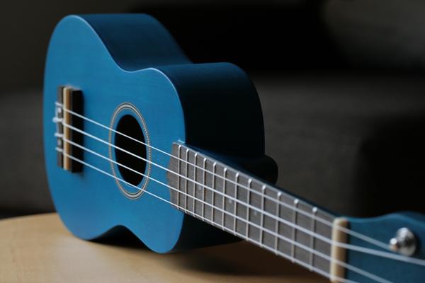 ukulele mit blauem körper