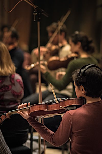 Geigen eines Symphonie-Orchesters