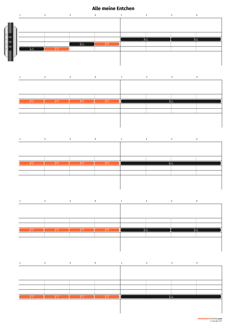 HR-Balken Tabs Alle meine Entchen Mini-Harp Mundharmonika