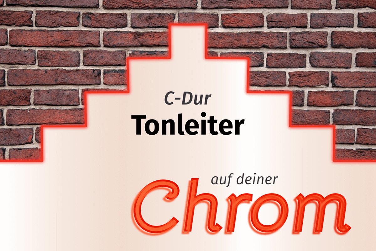 Chrom Mundharmonika Tonleiter C-Dur Treppe auf ab vor Ziegelmauer